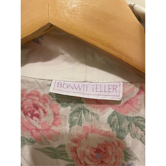 Vintage bonwit teller floral roses collared lightweight flowy open cardigan 90s - Picture 2 of 8